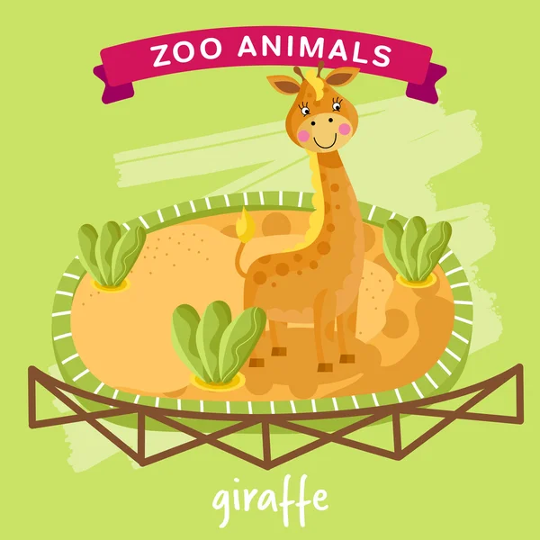 Zoológico Vector Animales, Jirafa — Vector de stock