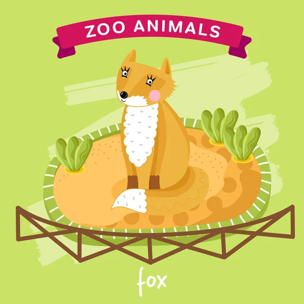 Zoológico de Vectores Animales, Zorro — Vector de stock