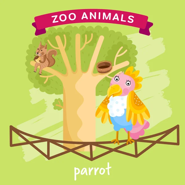 Vector Zoo Animal, Parrot — ストックベクタ