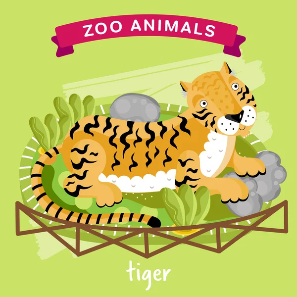 Zoológico de Vectores Animales, Tigre — Vector de stock