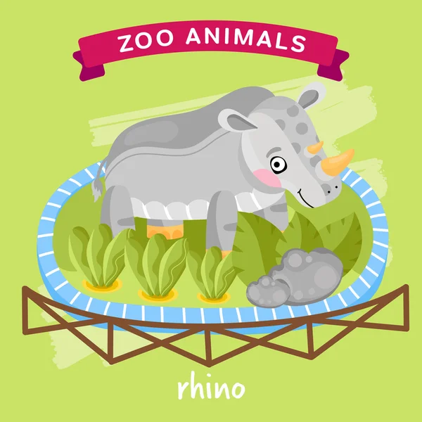 Zoológico de vetor Animais, Rinoceronte —  Vetores de Stock