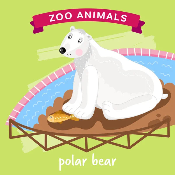 Vector Zoo Animal, Polar Bear — Stock Vector