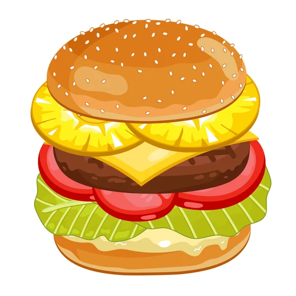 Burger em fundo branco. — Vetor de Stock