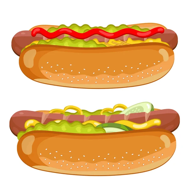 Hotdog op witte achtergrond. — Stockvector