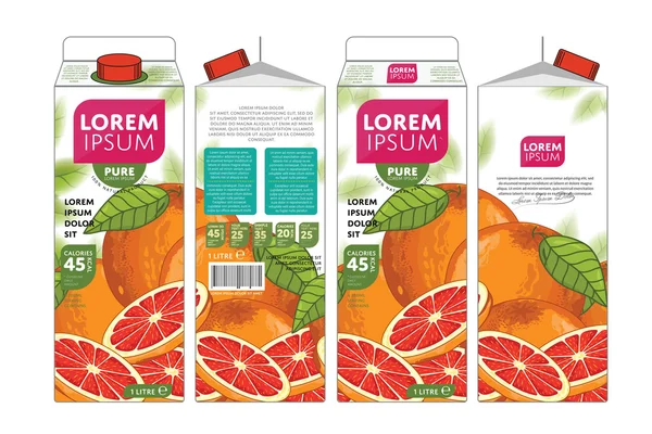 Plantilla de diseño de embalaje zumo de pomelo — Vector de stock