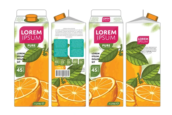 Şablon ambalaj tasarım portakal suyu — Stok Vektör