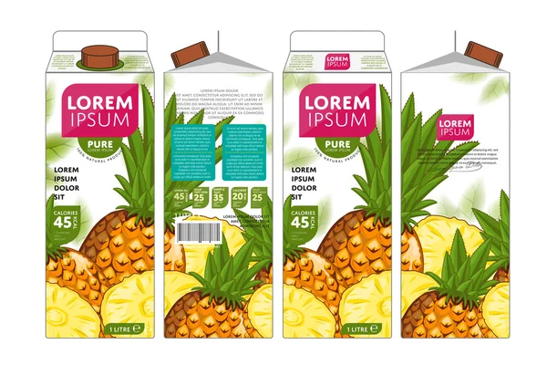 Template Packaging Design Pineapple Juice — Stock Vector