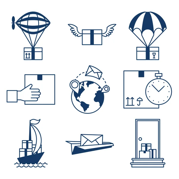 Symboles de livraison express. Expédition mondiale . — Image vectorielle