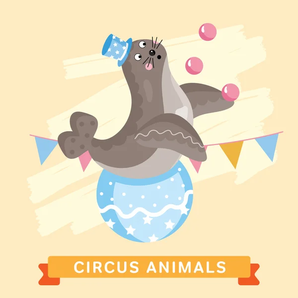 Circus Seals, vector animal series. — ストックベクタ