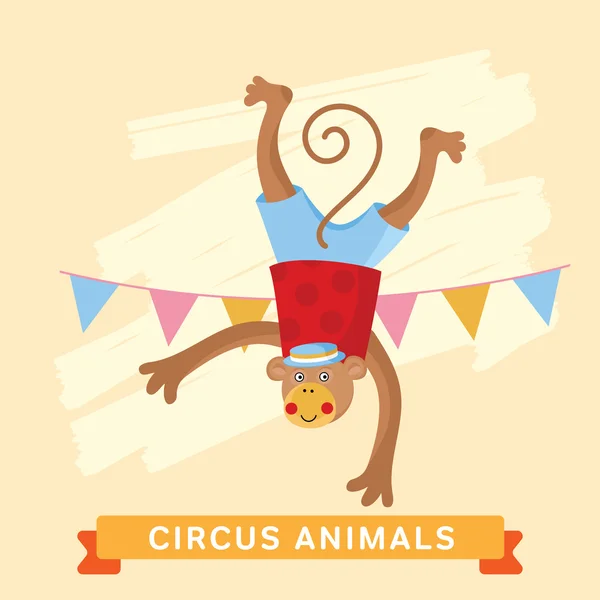 Circus Monkey, серия векторных животных . — стоковый вектор