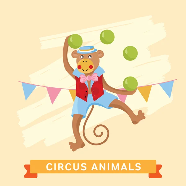 Circus Monkey, vector animal series. — Stock Vector