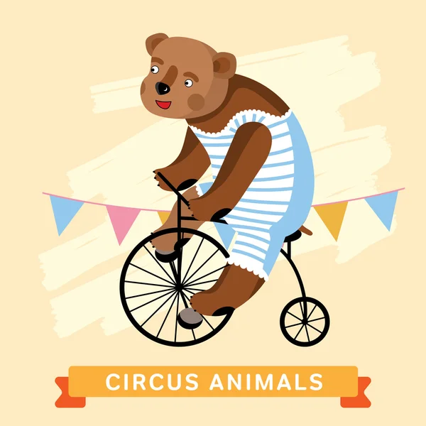 Urso de circo, série animal vetorial . — Vetor de Stock