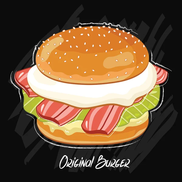Διάνυσμα burger που απομονώνονται σε μαύρο φόντο — Διανυσματικό Αρχείο