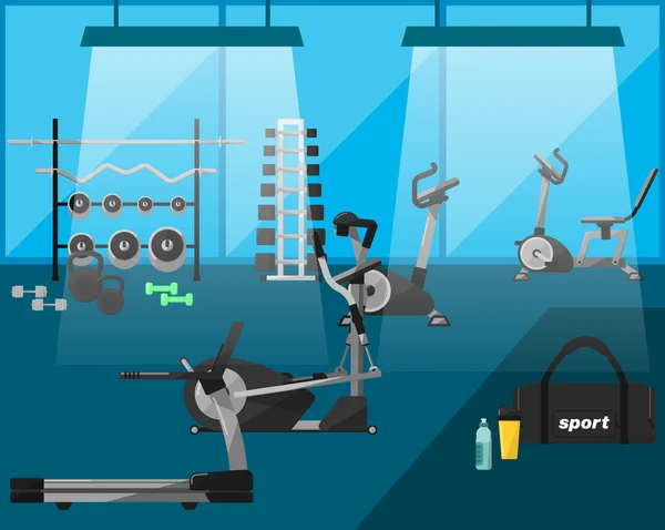 Gym intérieur avec équipement gymnase — Image vectorielle