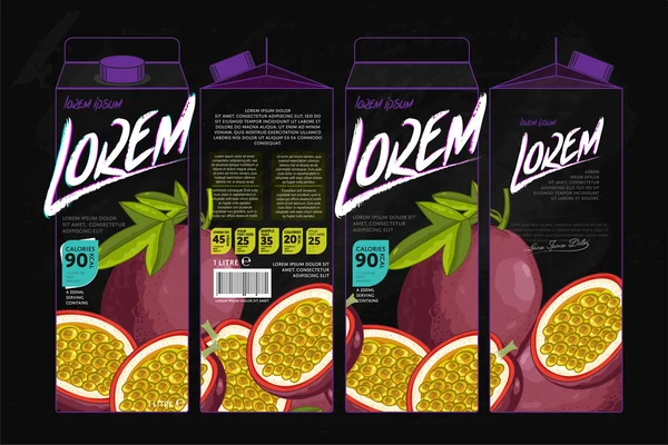 Template Packaging Design Passion Fruit Juice — Stock Vector
