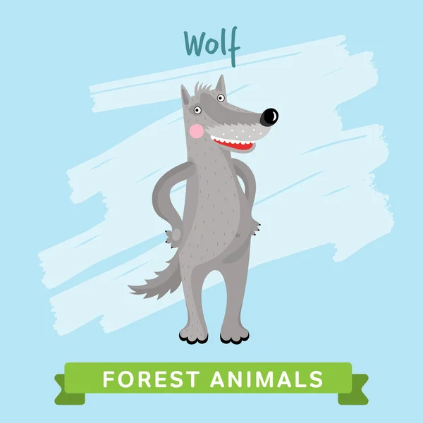 Wolf vektor, lesní zvířata. — Stockový vektor