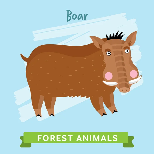 Boar Vector, forest animals. — Stock Vector