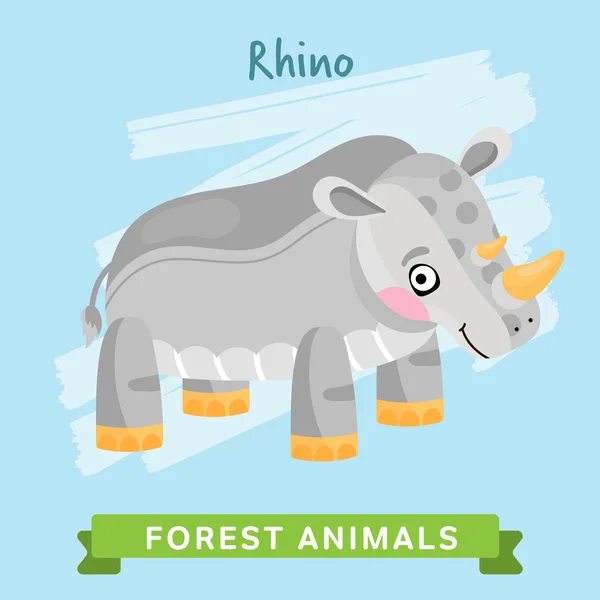 Rhino Vector, animais da floresta . —  Vetores de Stock