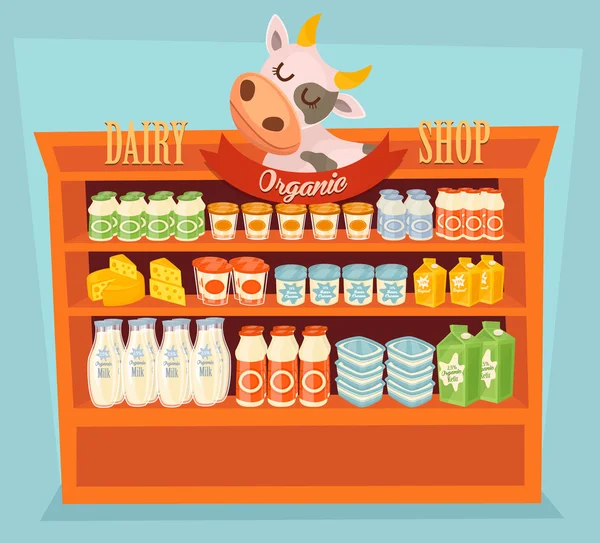 Mejeriprodukter på träbord — Stock vektor