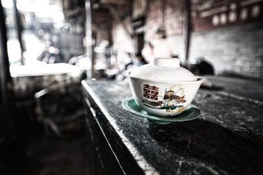 Old teahouses in sichuan clipart