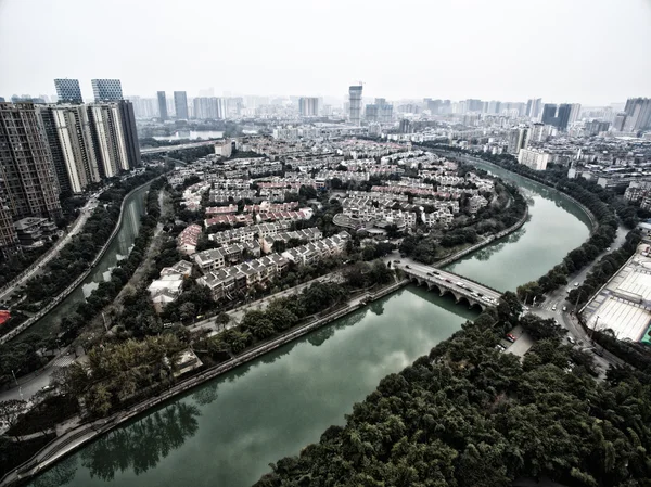 Du de cheng río jinjiang aérea — Foto de Stock