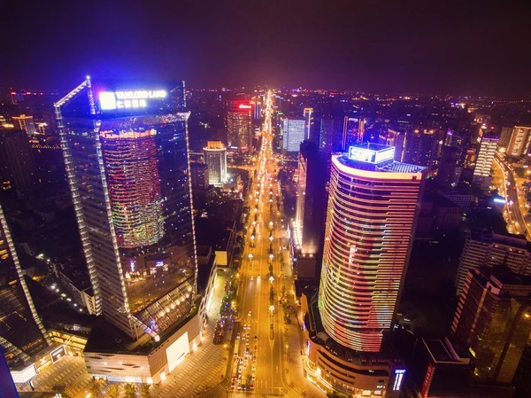 Aerial downtown cheng du — Stockfoto