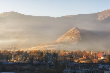 Çin Sichuan xindu Köprüsü, Inagi Aden, doğal sonbahar güzelliği