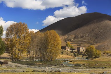 Çin Sichuan xindu Köprüsü, Inagi Aden, doğal sonbahar güzelliği