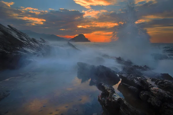Sunrise Black Rock Beach Shenzhen, Čína, Stock Obrázky