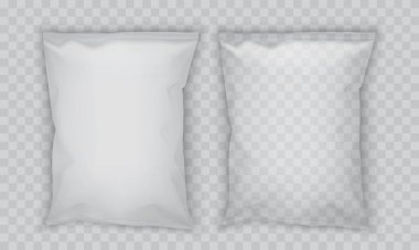 Gri arkaplan vektörü üzerinde izole edilmiş beyaz kağıt ambalajı 