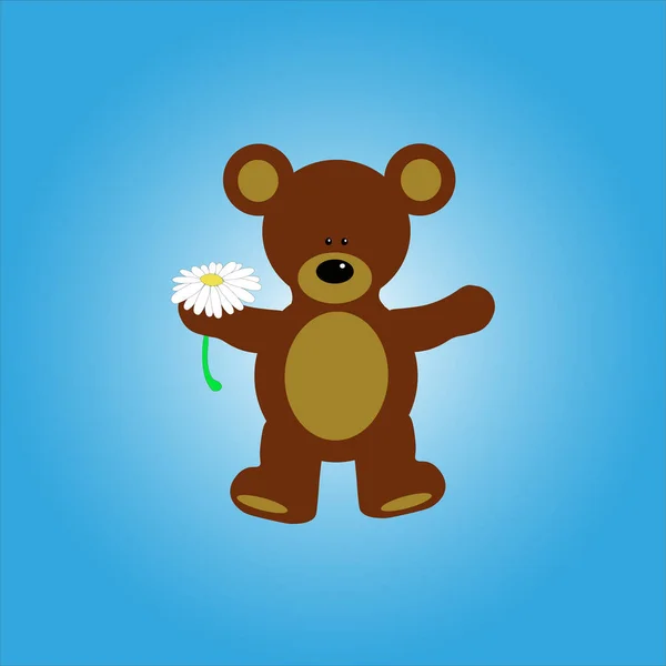 一个有趣的褐色泰迪熊与洋甘菊 — 图库照片