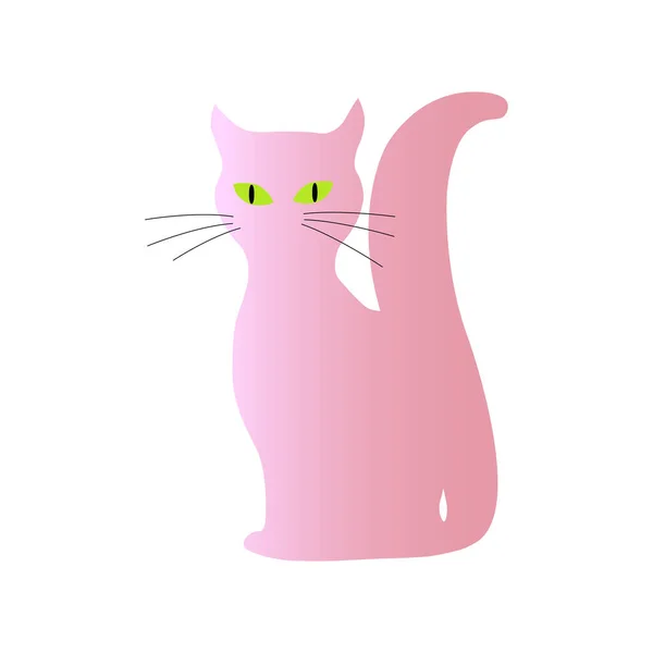Hermoso Gato Rosa Vector — Vector de stock
