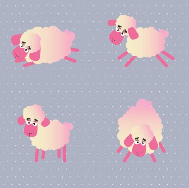   Vektör içinde pembe kuzular kümesi 