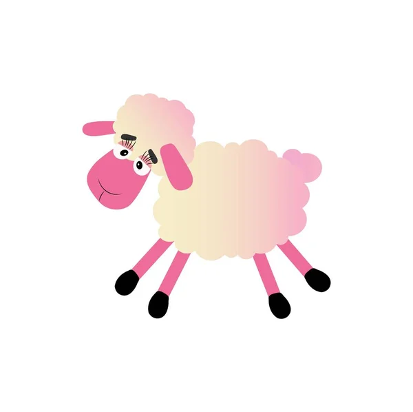Rózsaszín Bárány Gyermekeknek Illusztráció — Stock Vector