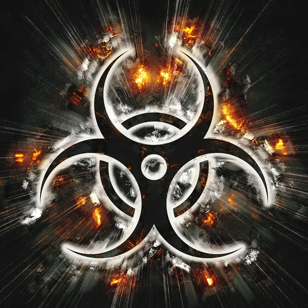 Exploding  biohazard sign — Stock Photo, Image