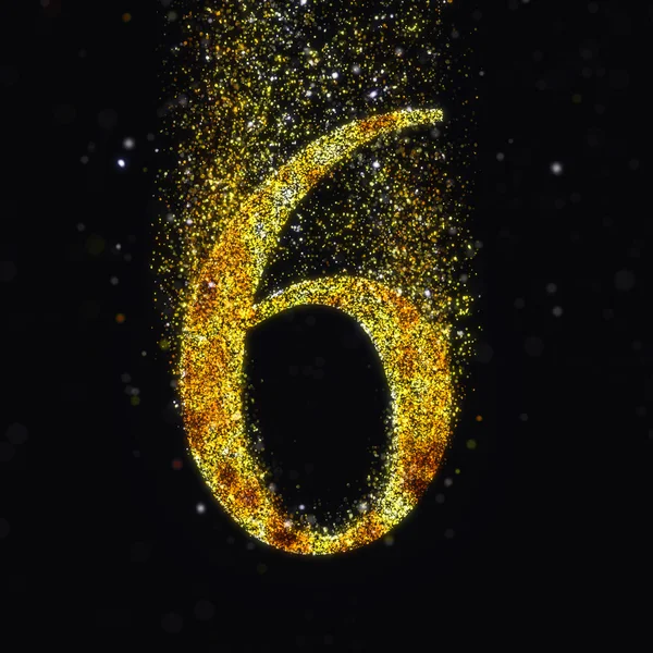 Gold scatter number 6 — Stock Photo, Image