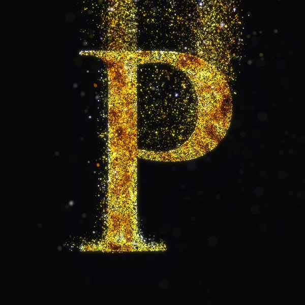 Gold scatter letter P — Stock Photo, Image