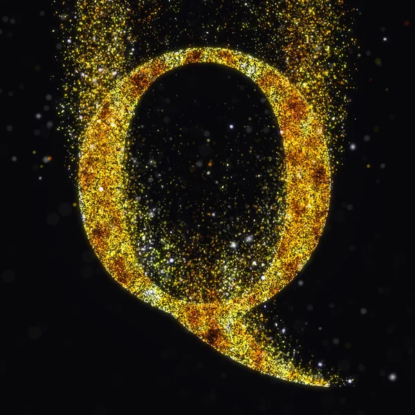 Gouden scatter letter Q — Stockfoto