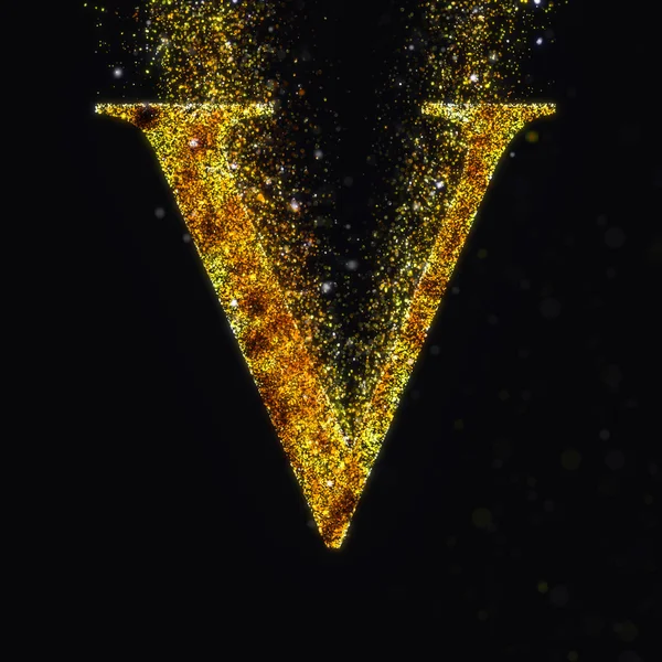 Altın dağılım harf V — Stok fotoğraf