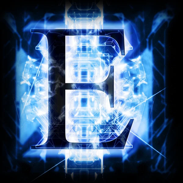 Синяя абстрактная буква Е — стоковое фото