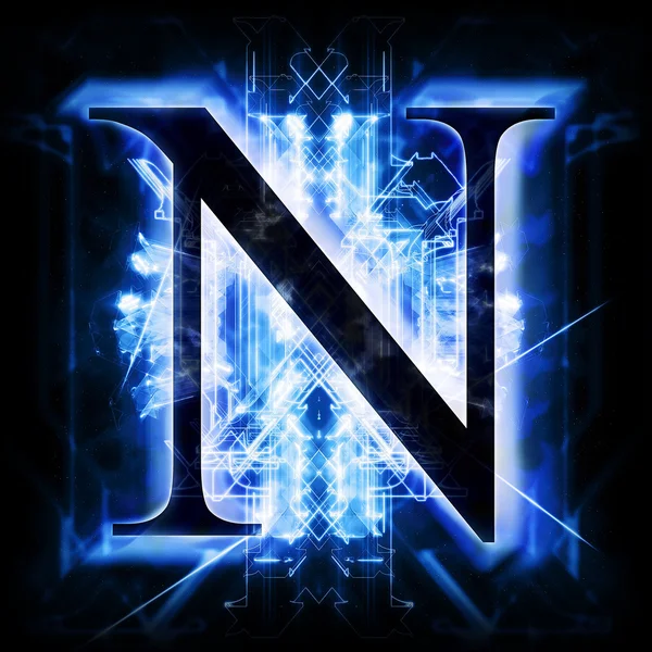 Блакитна абстрактна літера N — стокове фото