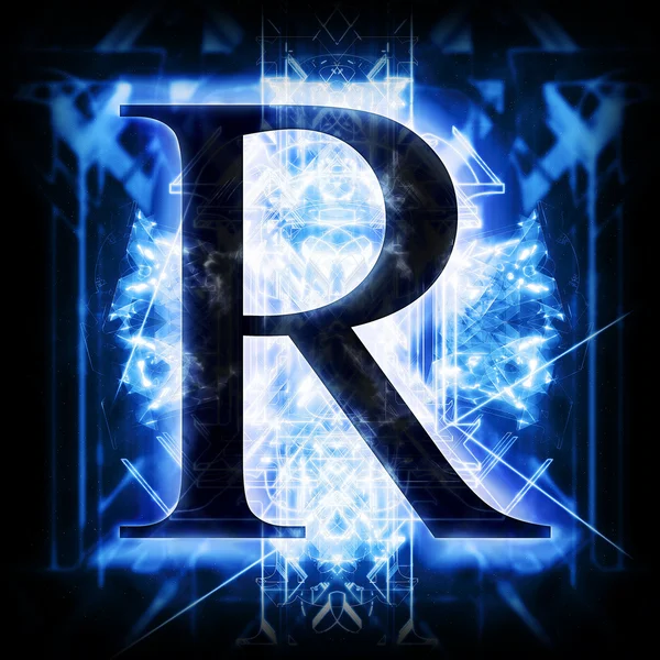 Синяя абстрактная буква R — стоковое фото