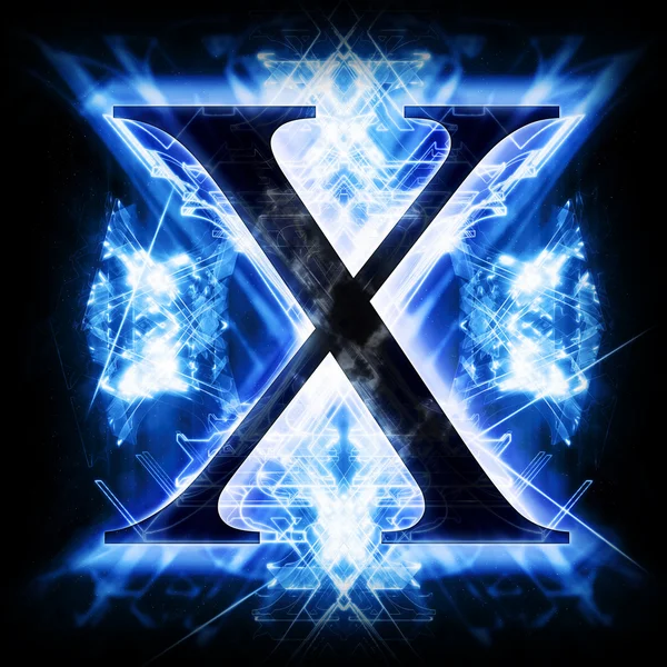 Blå abstrakt bokstaven X — Stockfoto