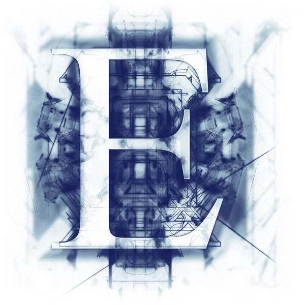 Blue Abstract Letter E