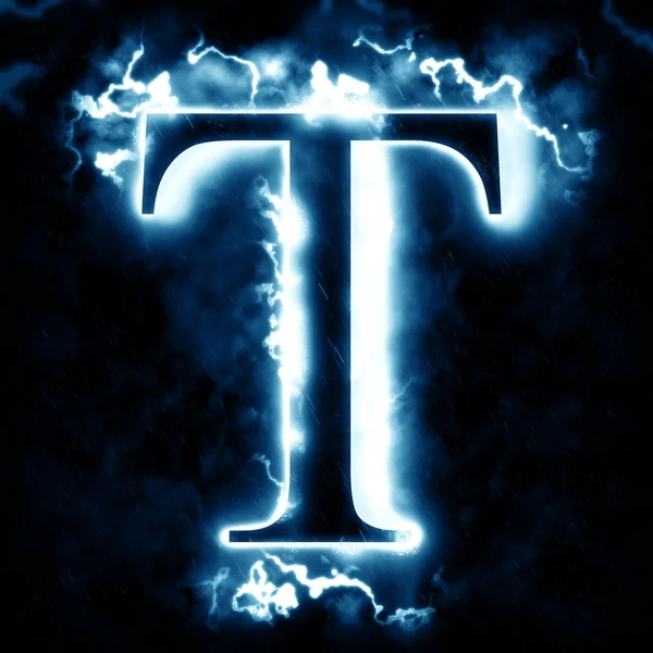 Lightning letter T — Stock Photo, Image