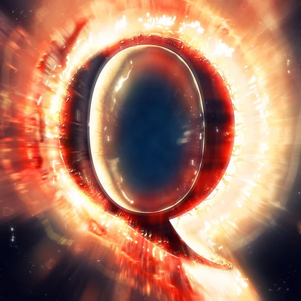 Światło czerwone litery Q — Zdjęcie stockowe