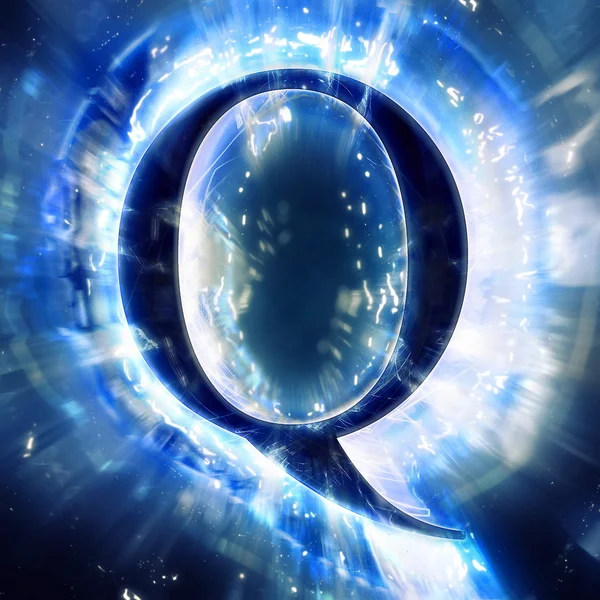 Niebieski streszczenie litery Q — Zdjęcie stockowe