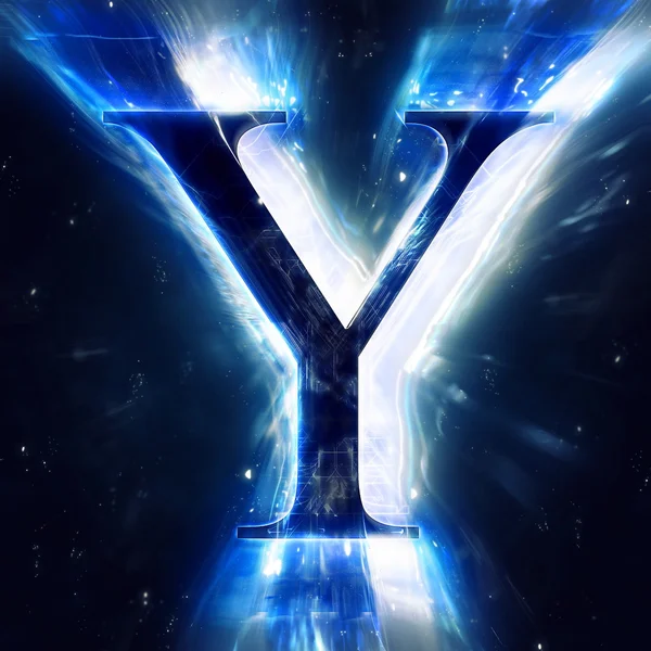 Niebieski streszczenie litera Y — Zdjęcie stockowe