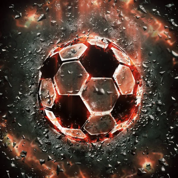 Палаючий футбольний м'яч — стокове фото