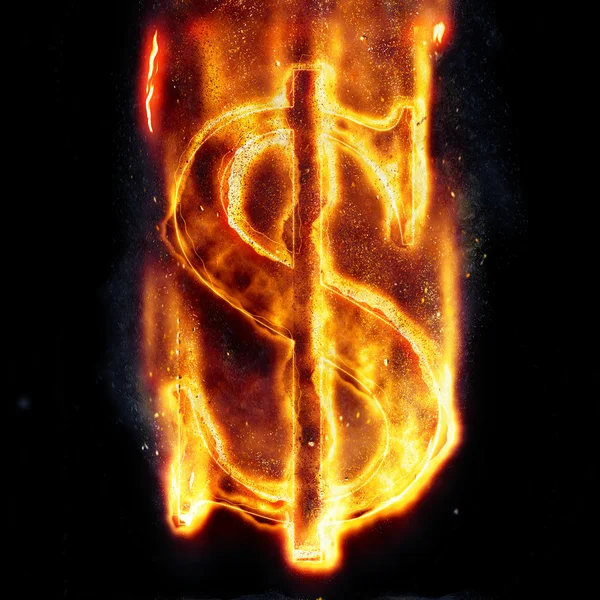 Burning dollar sign — Stock Photo, Image